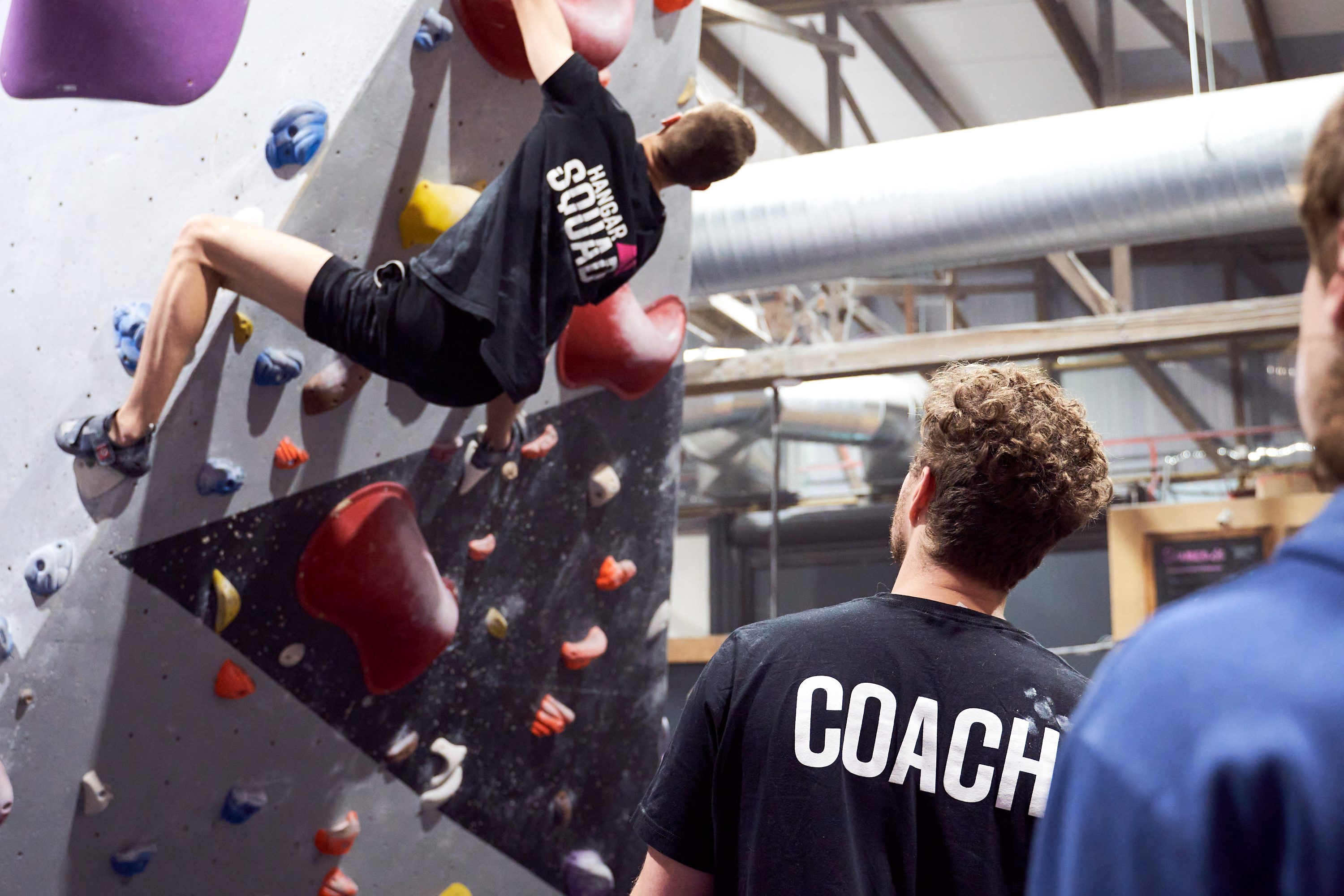 A Hangar Squad youth climber in action